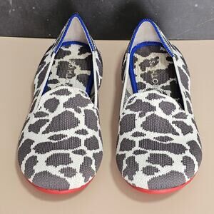 EUC ROTHY'S Kids Gray and White Cowgirl Animal Print Knit Loafer Shoes K 4